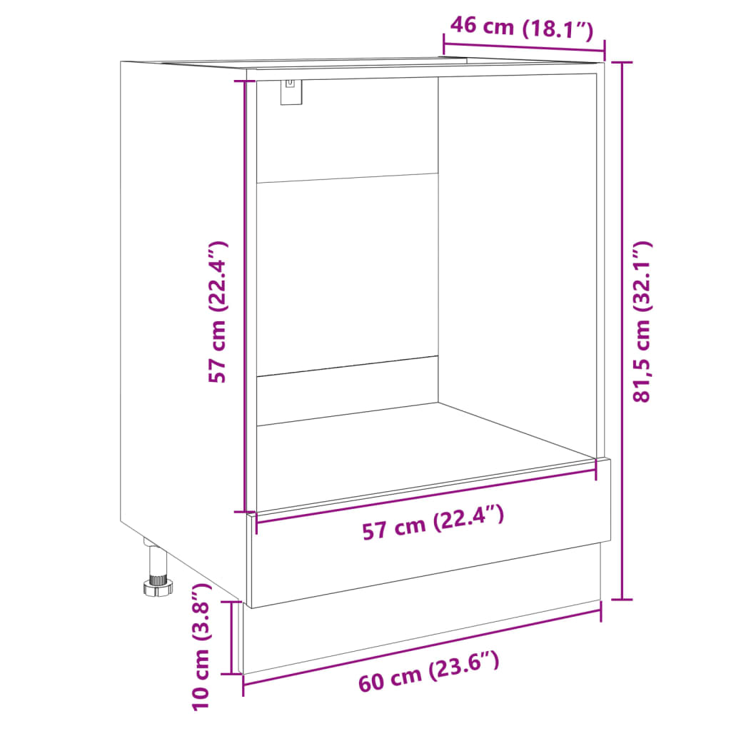 Ovnskap Sonoma Eik 60X46X81,5 Cm Sponplate