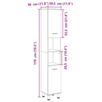 Baderomsskap Sonoma Eik 30,5X30X179 Cm Konstruert Tre