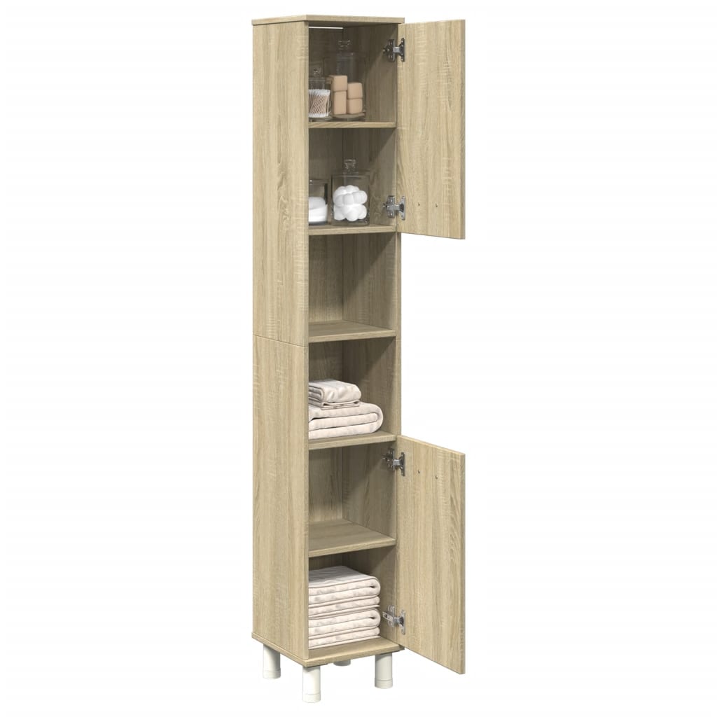 Baderomsskap Sonoma Eik 30,5X30X179 Cm Konstruert Tre