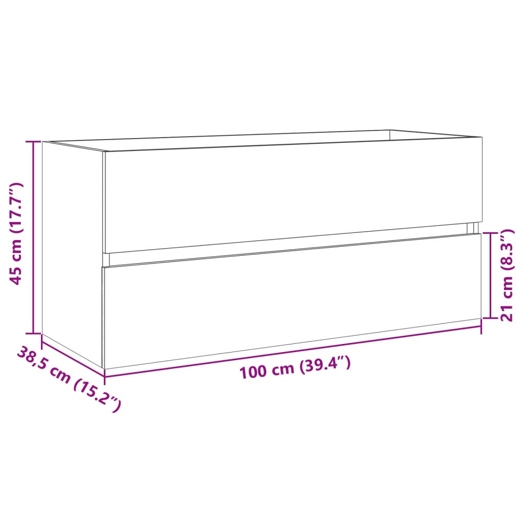 Servantskap Sonoma Eik 100X38,5X45 Cm Konstruert Tre