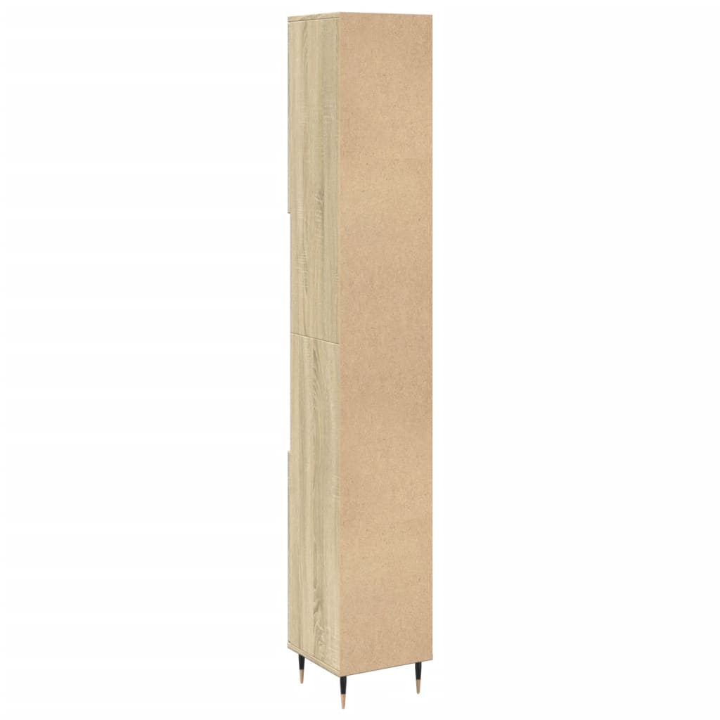 Baderomsskap Sonoma Eik 30X30X190 Cm Konstruert Tre
