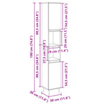 Baderomsskap Sonoma Eik 30X30X190 Cm Konstruert Tre