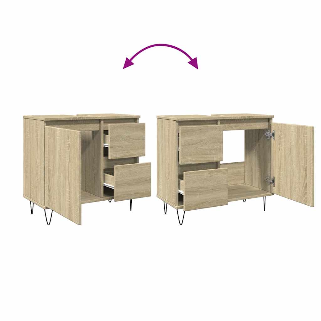 Baderomsskap Sonoma Eik 65X33X60 Cm Konstruert Tre