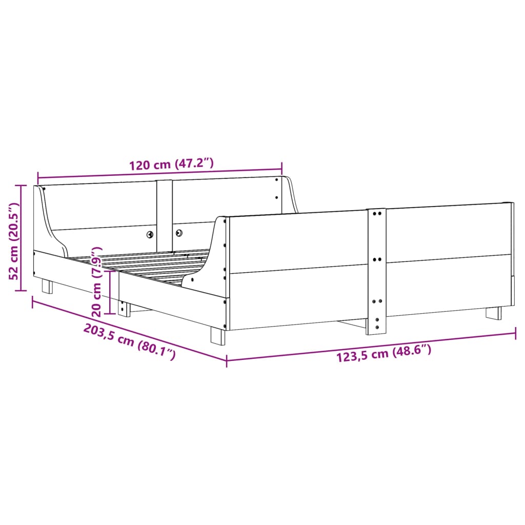 Sengeramme Uten Madrass 120X200 Cm Heltre Furu