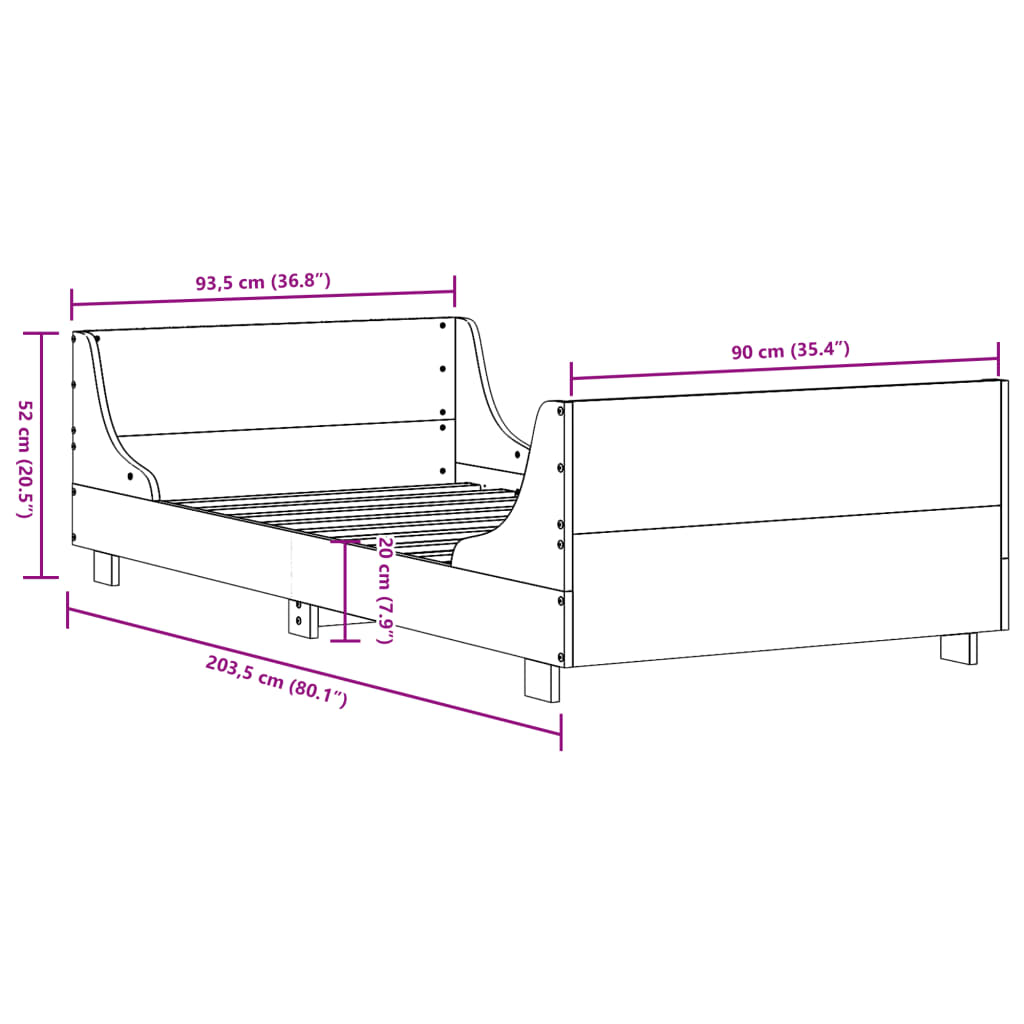Sengeramme Uten Madrass 90X200 Cm Heltre Furu
