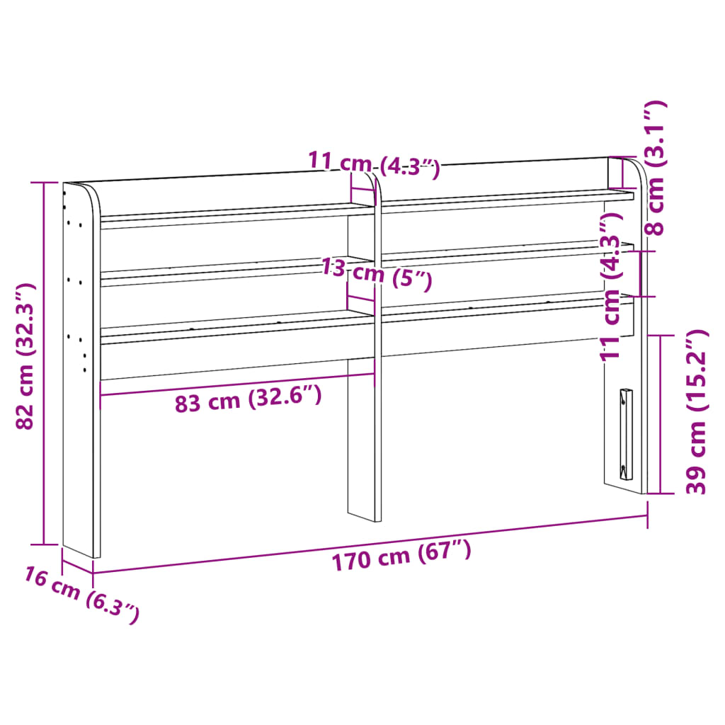Hodegavl Med Hyller Hvit 160 Cm Heltre Furu