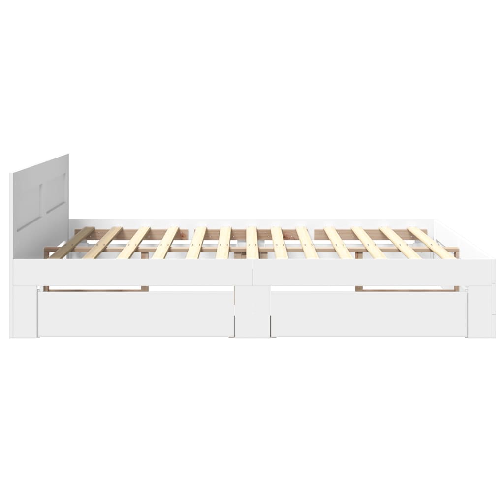 Sengeramme Med Hodegavl Hvit 200X200 Cm Konstruert Tre