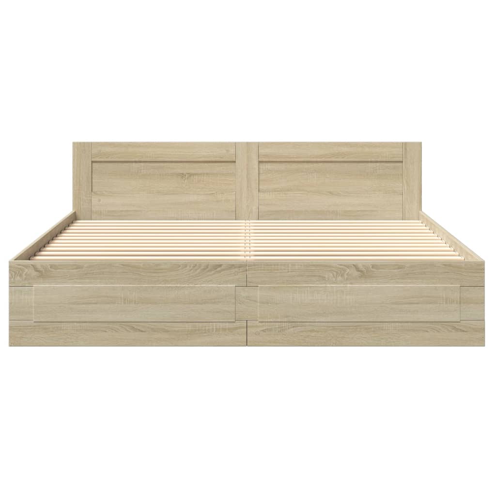 Sengeramme Med Hodegavl Sonoma Eik 200X200 Cm Konstruert Tre