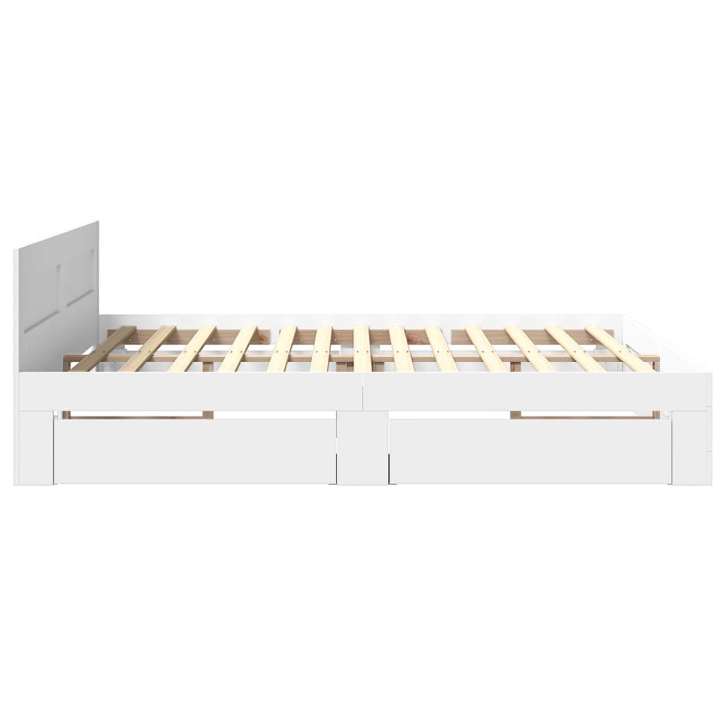 Sengeramme Med Hodegavl Hvit 180X200 Cm Konstruert Tre