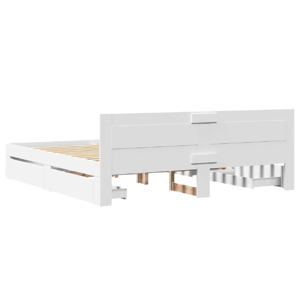 Sengeramme Med Hodegavl Hvit 180X200 Cm Konstruert Tre