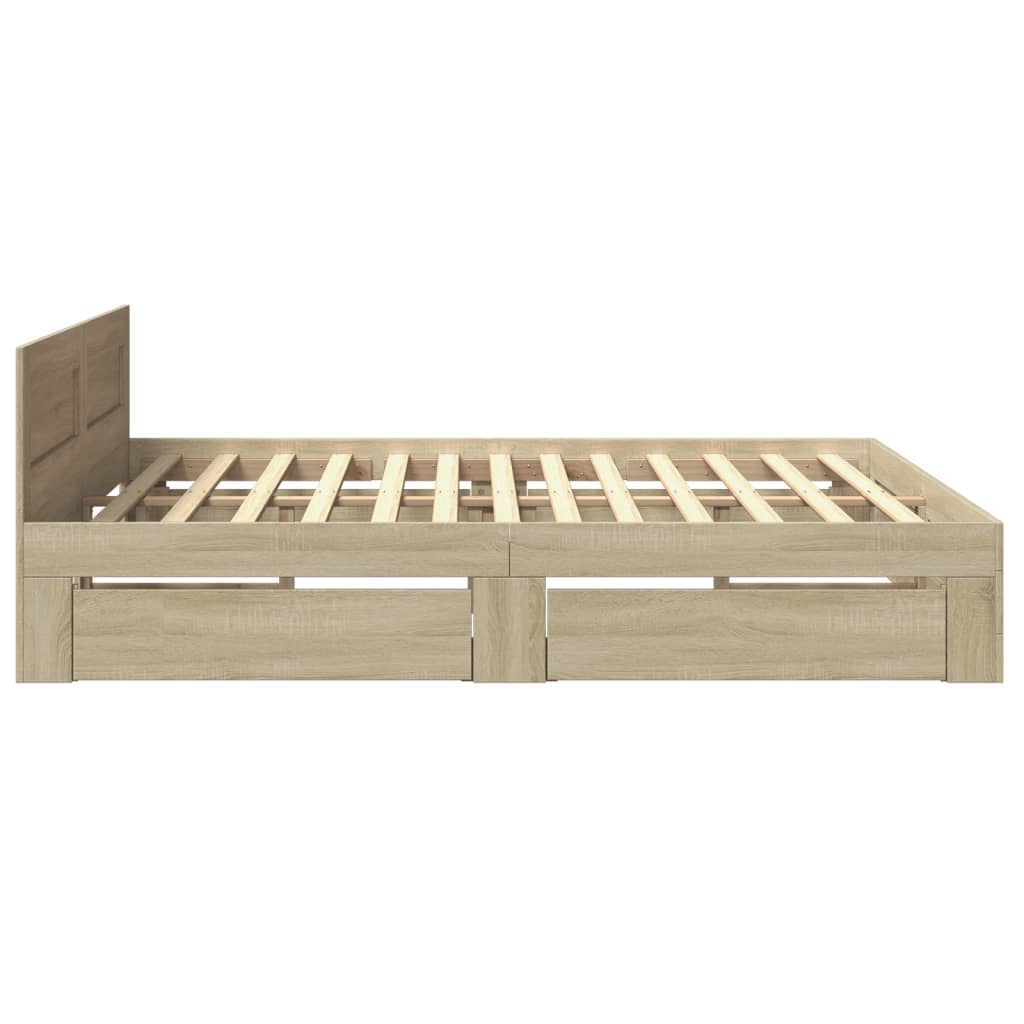 Sengeramme Med Hodegavl Sonoma Eik 180X200 Cm Konstruert Tre