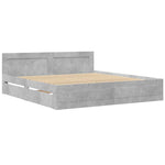 Sengeramme Med Hodegavl Betonggrå 180X200 Cm Konstruert Tre