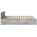 Sengeramme Med Hodegavl Betonggrå 180X200 Cm Konstruert Tre