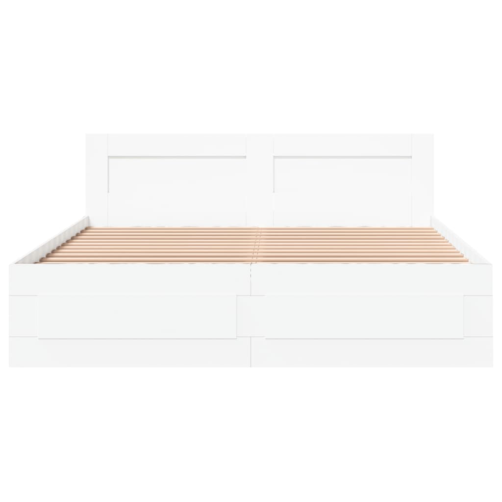 Sengeramme Med Hodegavl Hvit 160X200 Cm Konstruert Tre