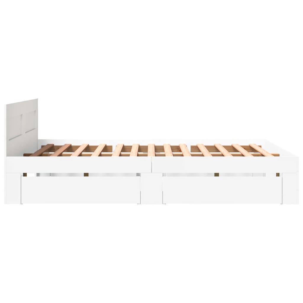 Sengeramme Med Hodegavl Hvit 160X200 Cm Konstruert Tre