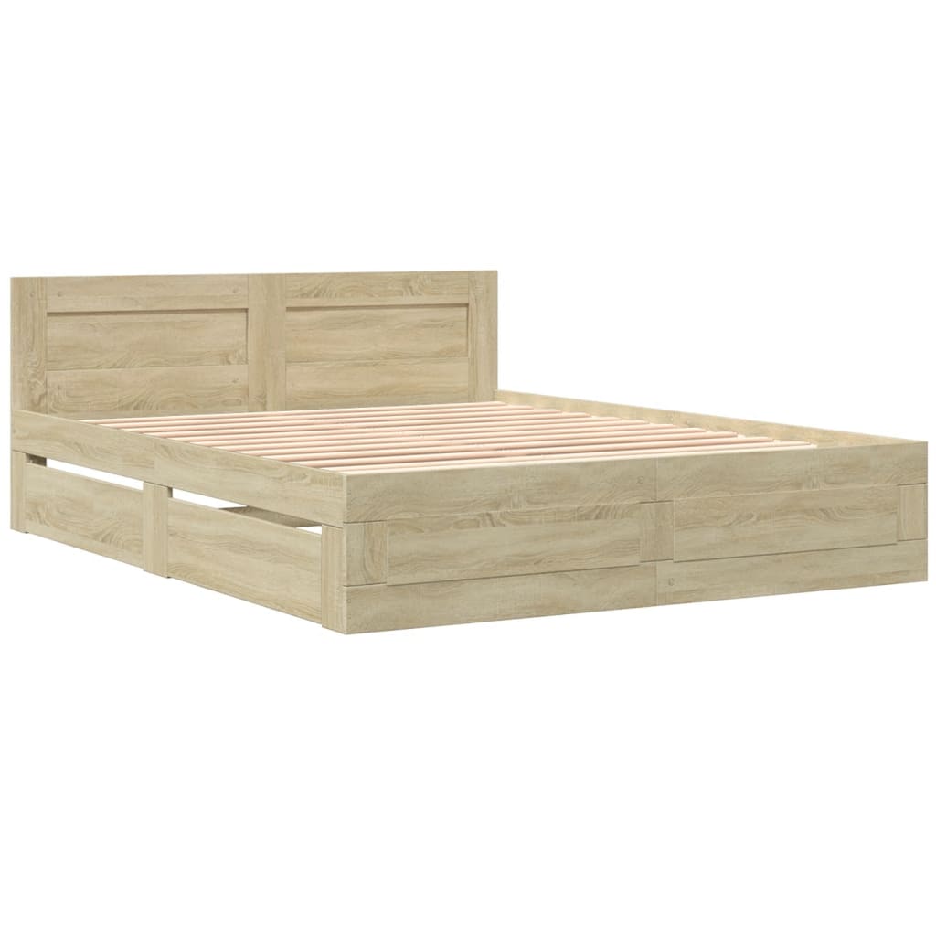 Sengeramme Med Hodegavl Sonoma Eik 160X200 Cm Konstruert Tre