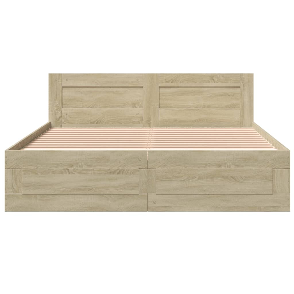 Sengeramme Med Hodegavl Sonoma Eik 160X200 Cm Konstruert Tre