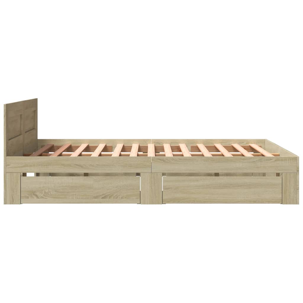 Sengeramme Med Hodegavl Sonoma Eik 160X200 Cm Konstruert Tre
