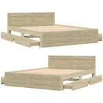 Sengeramme Med Hodegavl Sonoma Eik 160X200 Cm Konstruert Tre