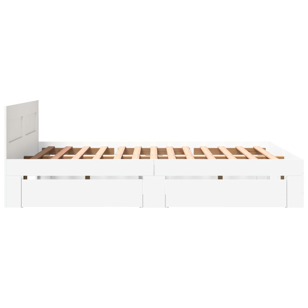 Sengeramme Med Hodegavl Hvit 150X200 Cm Konstruert Tre