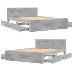 Sengeramme Med Hodegavl Betonggrå 120X200 Cm Konstruert Tre