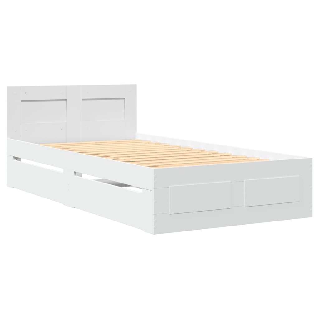 Sengeramme Med Hodegavl Hvit 100X200 Cm Konstruert Tre
