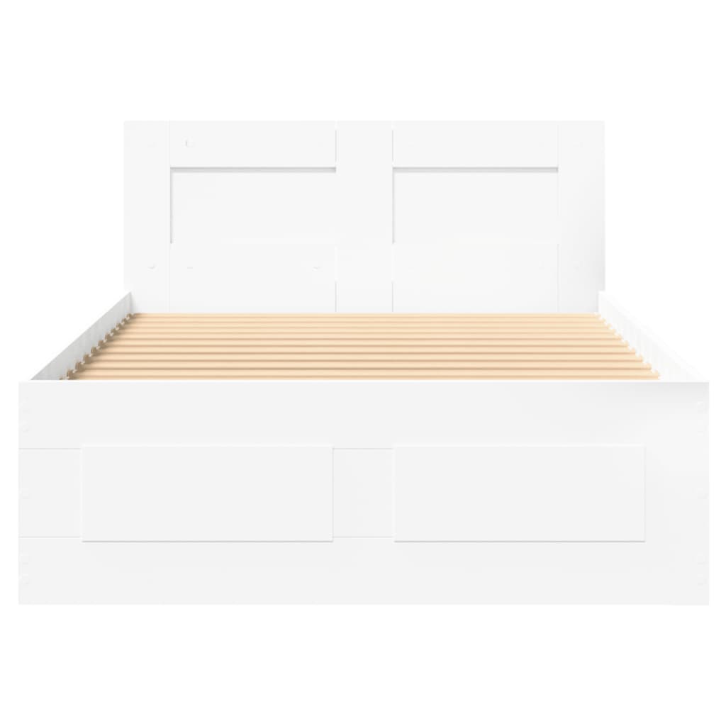 Sengeramme Med Hodegavl Hvit 100X200 Cm Konstruert Tre