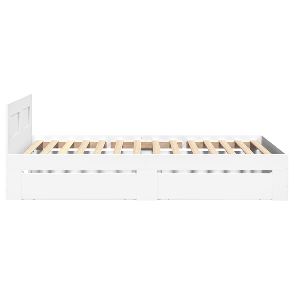 Sengeramme Med Hodegavl Hvit 100X200 Cm Konstruert Tre