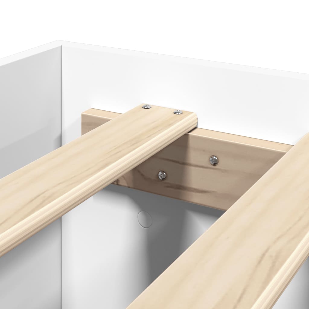 Sengeramme Med Hodegavl Hvit 100X200 Cm Konstruert Tre