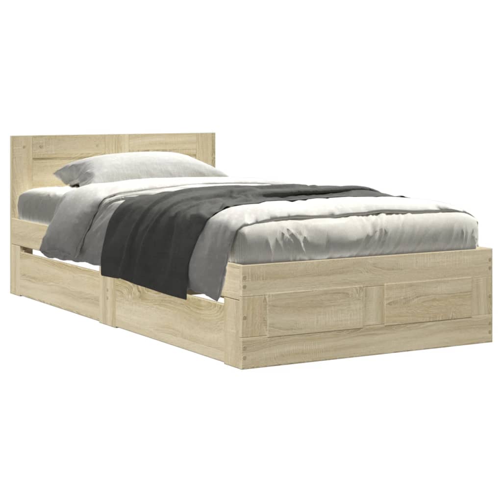 Sengeramme Med Hodegavl Sonoma Eik 100X200 Cm Konstruert Tre