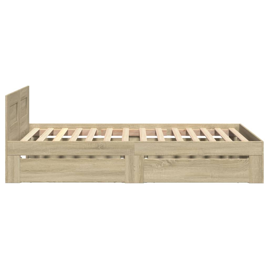 Sengeramme Med Hodegavl Sonoma Eik 100X200 Cm Konstruert Tre