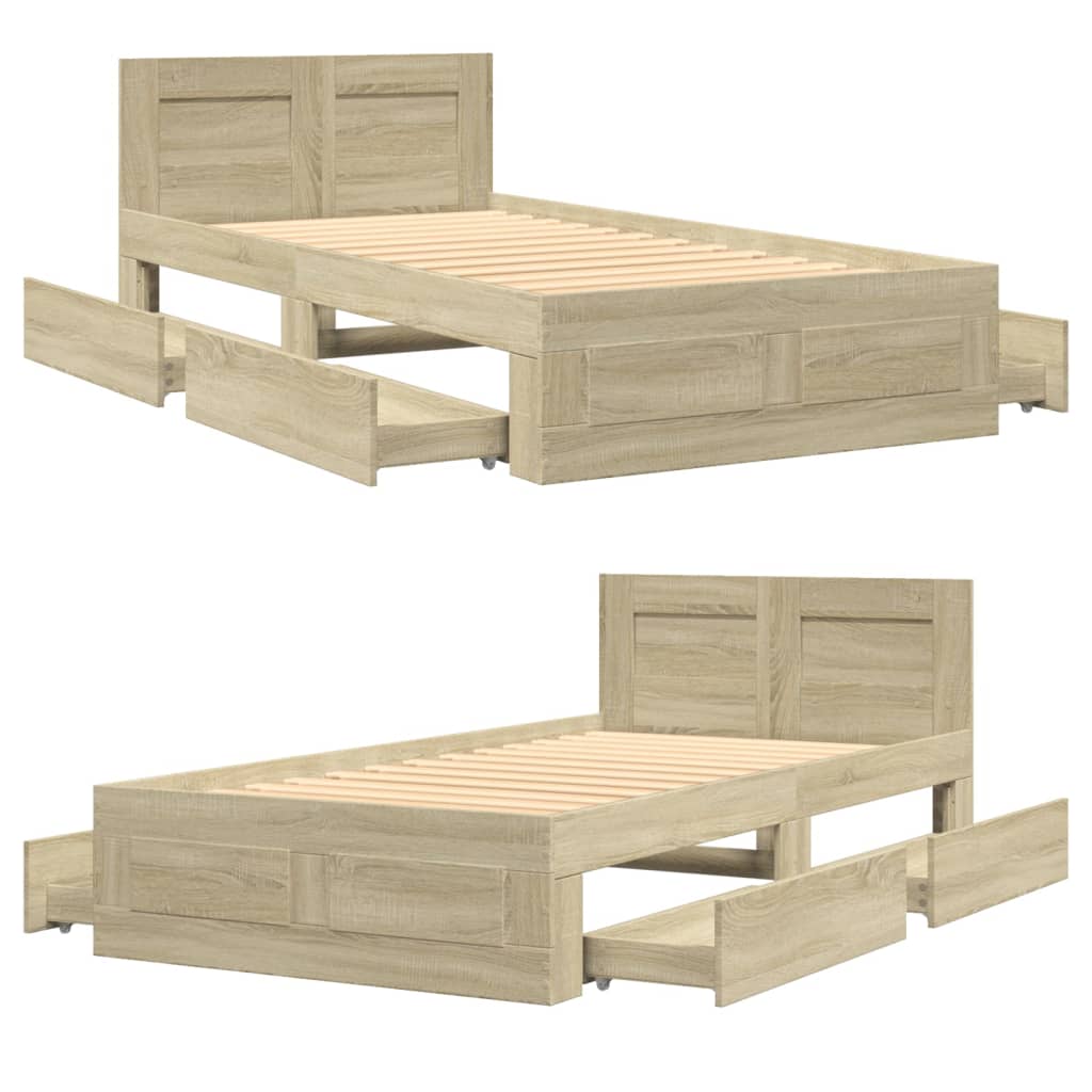 Sengeramme Med Hodegavl Sonoma Eik 100X200 Cm Konstruert Tre