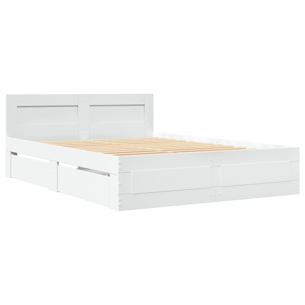 Sengeramme Med Hodegavl Hvit 140X190 Cm Konstruert Tre