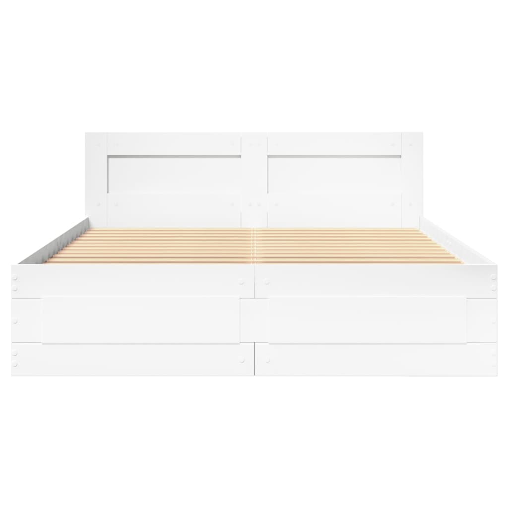 Sengeramme Med Hodegavl Hvit 140X190 Cm Konstruert Tre