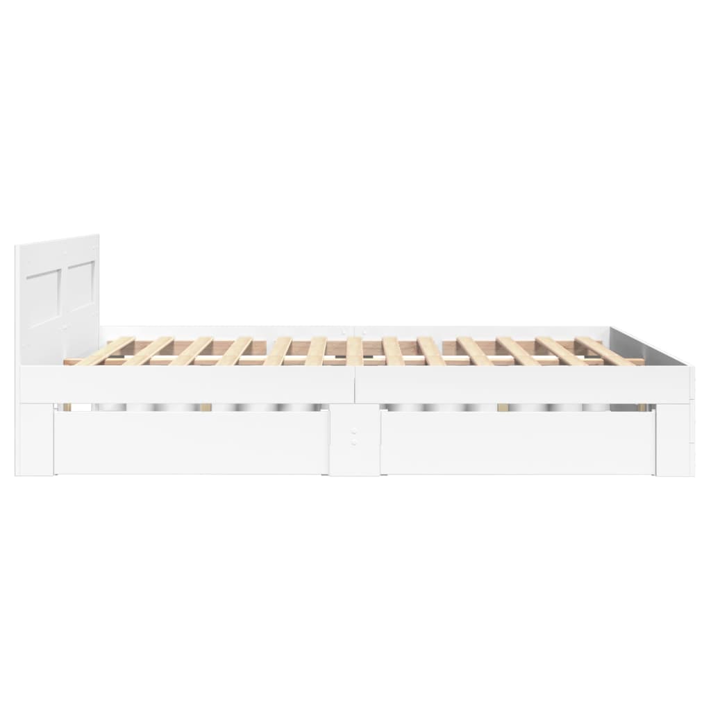 Sengeramme Med Hodegavl Hvit 140X190 Cm Konstruert Tre