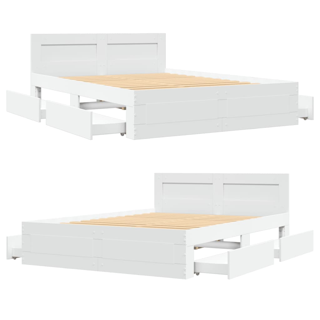Sengeramme Med Hodegavl Hvit 120X190 Cm Konstruert Tre