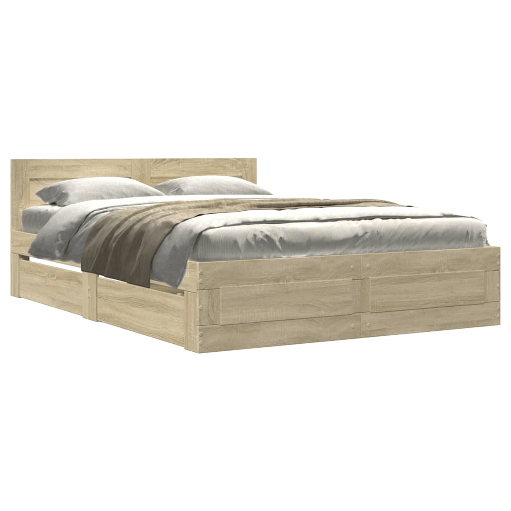 Sengeramme Med Hodegavl Sonoma Eik 120X190 Cm Konstruert Tre