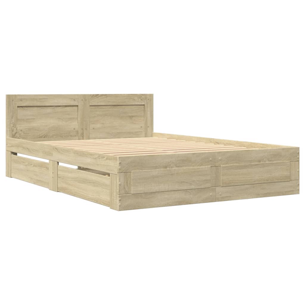 Sengeramme Med Hodegavl Sonoma Eik 120X190 Cm Konstruert Tre