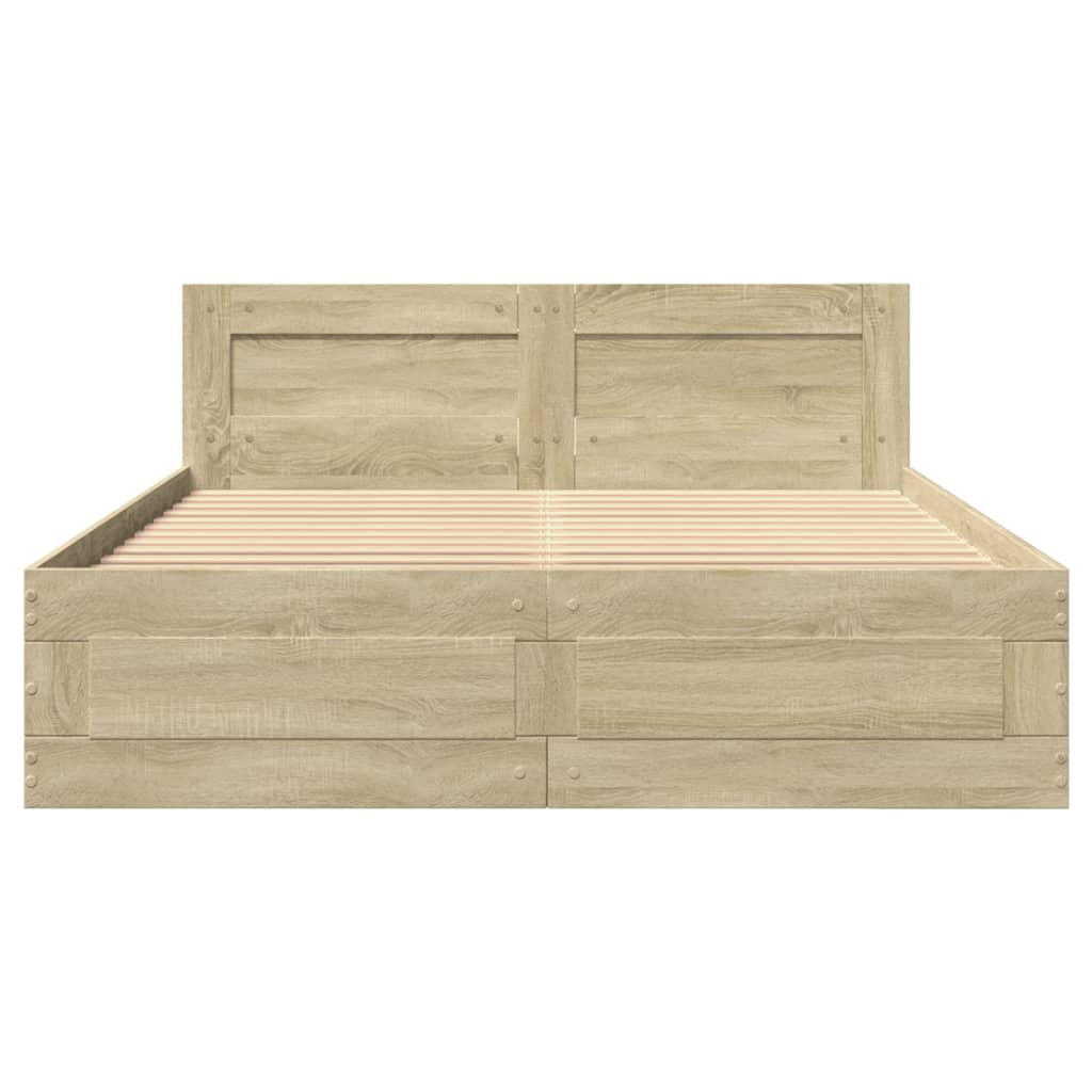 Sengeramme Med Hodegavl Sonoma Eik 120X190 Cm Konstruert Tre
