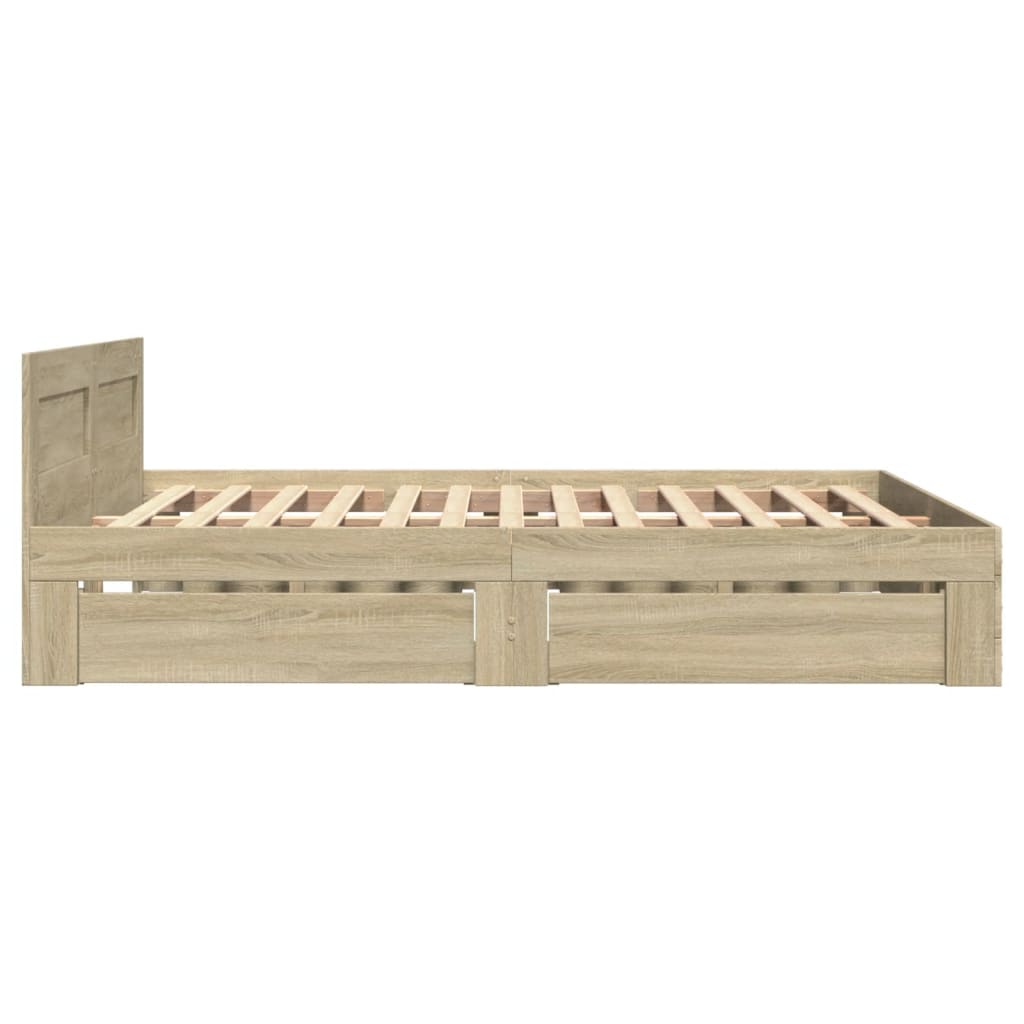 Sengeramme Med Hodegavl Sonoma Eik 120X190 Cm Konstruert Tre