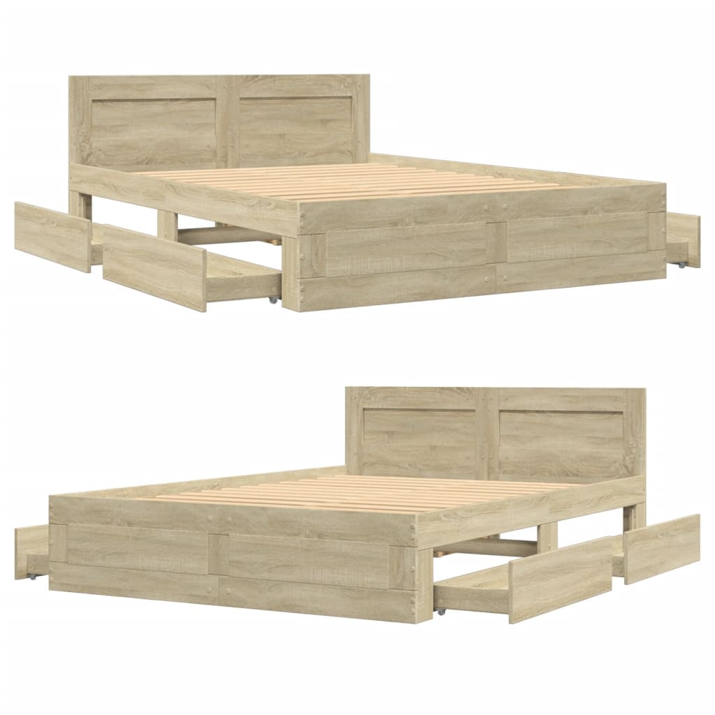 Sengeramme Med Hodegavl Sonoma Eik 120X190 Cm Konstruert Tre