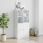 Highboard Med Dører Hvit 68X37X142 Cm Konstruert Tre