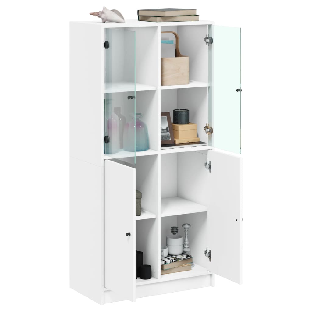 Highboard Med Dører Hvit 68X37X142 Cm Konstruert Tre