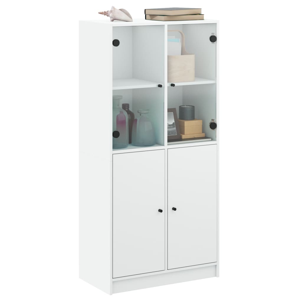 Highboard Med Dører Hvit 68X37X142 Cm Konstruert Tre