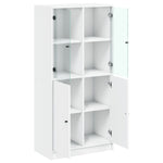 Highboard Med Dører Hvit 68X37X142 Cm Konstruert Tre