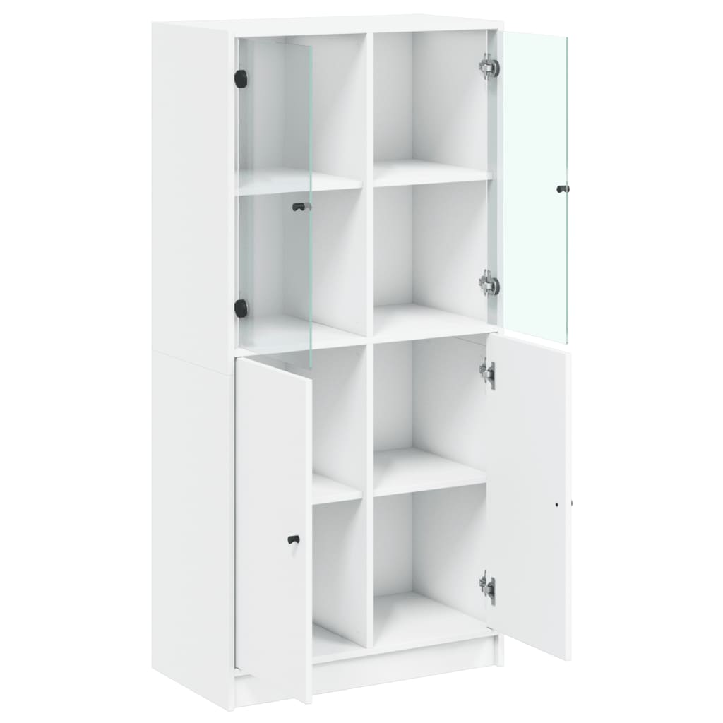 Highboard Med Dører Hvit 68X37X142 Cm Konstruert Tre