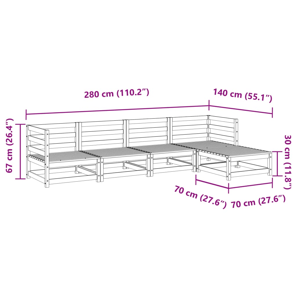 Hagesofagruppe 5 Deler Impregnert Furu