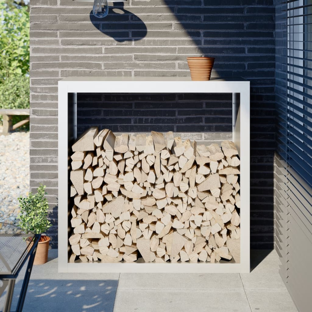 Vedstativ Hvit 100X40X100 Cm Stål