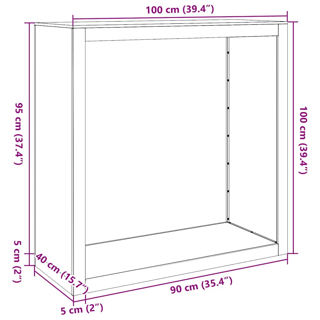 Vedstativ 100X40X100 Cm Galvanisert Stål