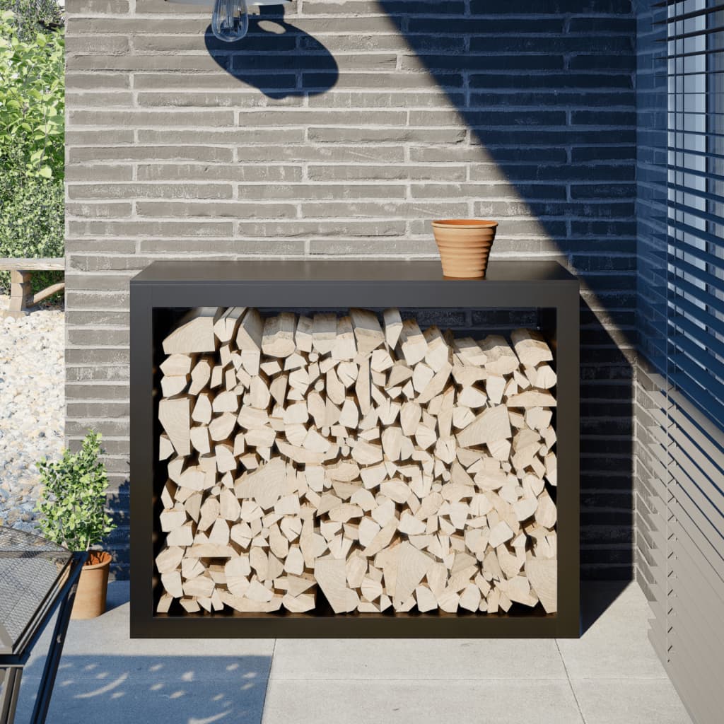 Vedstativ Svart 100X40X80 Cm Stål